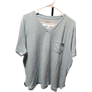 Croft & Barrow XXL Light Blue Marl V-Neck Pocket Tee Soft Stretch Lounge Top